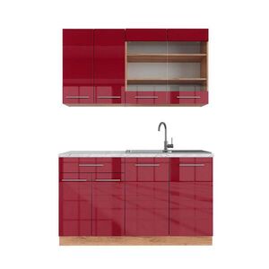 Vicco JEDNOTKOVÁ KUCHYNĚ Fame-Line Bordeaux vysoký lesk/zlatý dub 140 cm , PD Mramor obraz