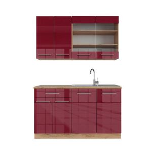 Vicco JEDNOTKOVÁ KUCHYNĚ Fame-Line Bordeaux vysoký lesk/zlatý dub 140 cm , PD Dub obraz