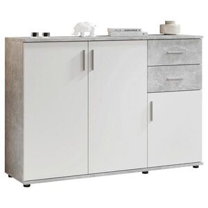 Carryhome KOMODA, šedá, bílá, 120/82/35 cm obraz