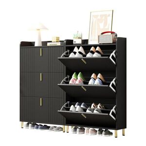 Modfu BOTNÍK z MDF 80x23x123, 5 cm černý s nastavitelnými policemi a horní odkládací plochou obraz