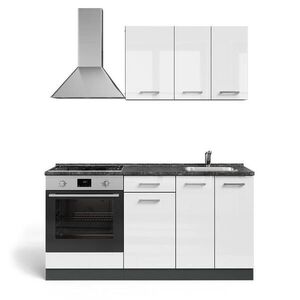 Vicco JEDNOTKOVÁ KUCHYNĚ R-Line Bílý vysoký lesk/antracit 160 cm s troubovou skříňkou a dřezem bez PD obraz