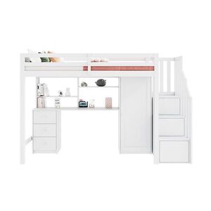 OKWISH PATROVÁ postel 90/200 cm bílá s psacím stolem a úložným prostorem obraz