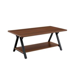 OKWISH KONFERENČNÍ stolek 110/57/44, 5 cm ořechová barva z MDF s kovovou konstrukcí a úložnou policí obraz