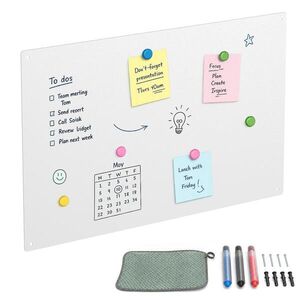 Relaxdays TABULE Bílá ocel popisovatelná 50x30 cm obraz