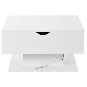 OKWISH KONFERENČNÍ stolek 80/75/40 cm bílý z dřevotřísky se zdvižnou deskou a LED osvětlením obraz