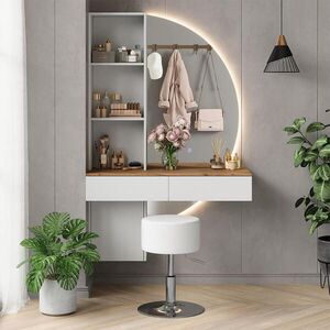 Vicco TOALETNÍ STOLEK Melora Bílá/dub 100 cm se zrcadlem LED a stoličkou obraz