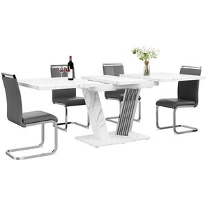 FLIEKS JÍDELNÍ SET 5D Rozkládací 120-160cm Šedá kůže obraz