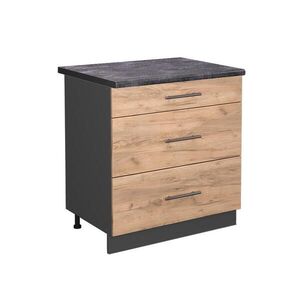 Vicco SPODNÍ SKŘÍŇKA KUCHYŇSKÉ LINKY Fame-Line Zlatý mocný dub 80 cm se 3 zásuvkami, PD Antracit obraz