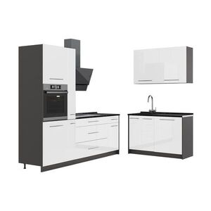 Vicco KUCHYNĚ Fame-Line, Bílá vysoký lesk/Antracit, 220 x 120 cm, PD Antracit obraz