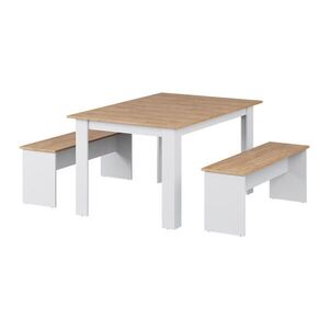 Vicco ROHOVÁ LAVICE Sentio Bílý/zlatý dub 137.6 x 92.8 cm se 2 lavicemi obraz