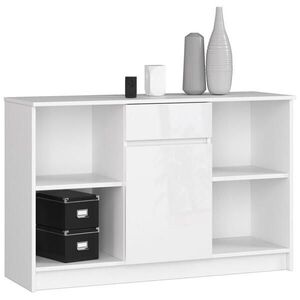 RAUMHIRSCH FURNITURE KOMODA Bílá, bílá lesklá 77/120/40 obraz