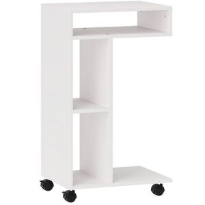 Modfu ODKLÁDACÍ stolek z překližky 40x30x69 cm bílý s kolečky, policemi a možností stabilní montáže obraz