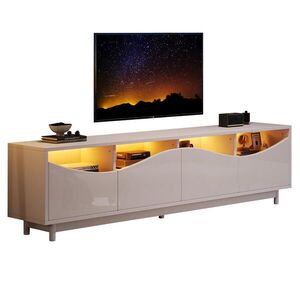 STILVORA TV STOLEK bílý s úložným prostorem a LED osvětlením, do obývacího pokoje, 175×38×51 cm obraz