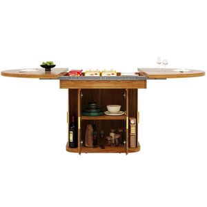 OKWISH JÍDELNÍ stůl 118-158/118/77 cm ořechová z MDF rozkládací s úložným prostorem obraz