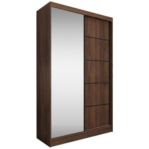 Beautysofa SKŘÍŇ S POSUVNÝMI DVEŘMI Marika II se zásuvkami a zrcadlem, 120 / 216 / 61 cm, ořech + černá obraz