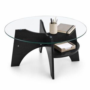 STILVORA KONFERENČNÍ STŮL kulatý v černé barvě moderní odkládací stolek do jídelny a obýváku Ø80x36 cm obraz