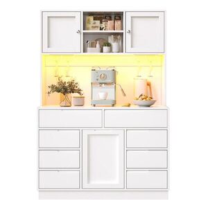 FLIEKS VYSOKÁ KOMODA 120x40x184 CM LED BÍLÁ obraz