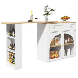 FLIEKS BAROVÝ PULT ROZKLÁDACÍ 138-204cm SKLENĚNÉ POLICE BÍLÝ obraz