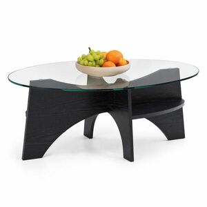 STILVORA KONFERENČNÍ STŮL oválný v černé barvě s dekorem dřeva do jídelny a obýváku 104, 9x60x35, 6 cm obraz