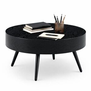 STILVORA KONFERENČNÍ STŮL v černé barvě s dekorem dřeva do obýváku 70x70x35, 5 cm obraz