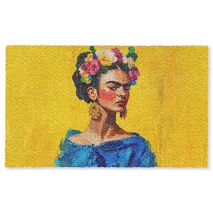 MuchoWow ROHOŽKA Frida Kahlo - Žena - Žlutá - Modrá - Květiny 150x90 cm obraz