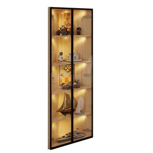 FLIEKS VITRÍNA 62cm Dub Sklo LED Rohová Moderní obraz