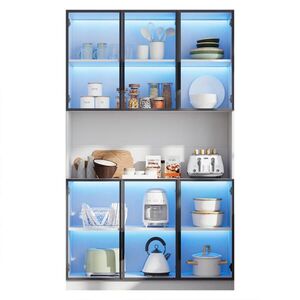 FLIEKS VITRÍNA LED 200cm Bílá Sklo Vysoká 6 Dveří obraz