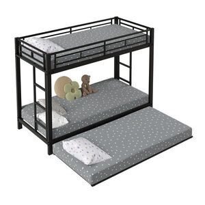 STILVORA PALANDA 90/200 cm & 90/190 cm, černá, kovová, s výsuvným lůžkem a vysokou zábranou, moderní design obraz