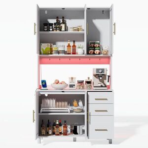 Redom BUFFET 183 cm s LED osvětlením ovládaným aplikací, USB, zásuvkami a úložným prostorem, Bílá obraz