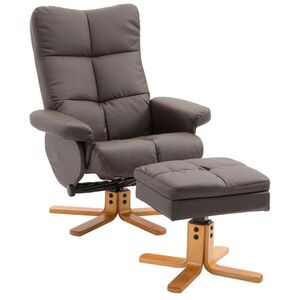 Redom RELAXAČNÍ křeslo s podnožkou 80/86/99 cm, polohovací 145°, otočné 360°, dřevěné, Hnědá obraz