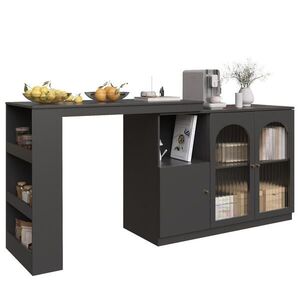 Redom BAROVÁ skříňka z MDF 120/40/97 cm s 360° otočným modulem a skleněnými dvířky, Černá obraz