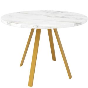 Urban Meuble JÍDELNÍ STŮL kulatý, vzhled mramoru a zlato, Ø 80 cm pro 4 osoby obraz
