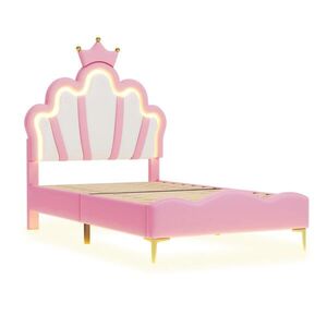 Urban Meuble ČALOUNĚNÁ POSTEL 90x200 cm, princeznovský design, PU kůže s LED obraz