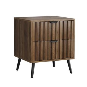 Urban Meuble NOČNÍ STOLEK ořech 45 cm, moderní, 2 zásuvky, kovové nohy obraz