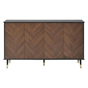 Urban Meuble SIDEBOARD se 3 dvířky v dekoru ořech a zlatými akcenty obraz