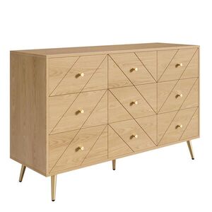 Urban Meuble KOMODA 9 zásuvek, geometrický vzor, kovové nohy obraz