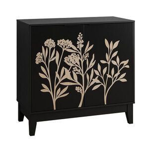 Urban Meuble SIDEBOARD 80 cm černý MDF se 2 dvířky, vyřezávaným čelem a nastavitelnými policemi obraz