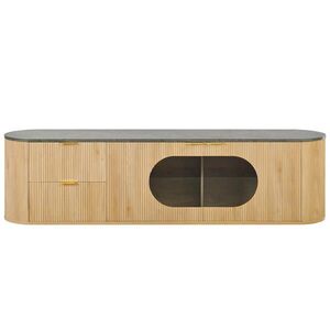 Urban Meuble TV STOLEK vzhled dřeva a sklo moderní 172 cm design obraz