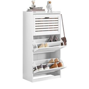 SoBuy BOTNÍK se třemi dveřmi Bílá 55x30x112cm Moderní obraz