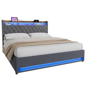 STILVORA ČALOUNĚNÁ POSTEL 180/200 cm s úložným prostorem a zásuvkou, boxspringová postel s USB a LED osvětlením obraz