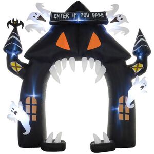 Outsunny HALLOWEEN nafukovací oblouk, 300 cm Velká halloweenská dekorace s LED osvětlením obraz