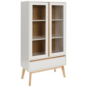 MID.YOU VITRÍNA, kaučukové dřevo, přírodní barvy, bílá, 80/149/40 cm obraz