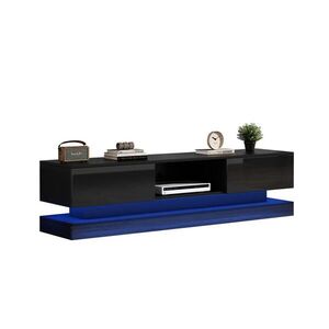 Redom NÍZKÁ komoda 160/35/40, 5 cm s LED osvětlením, dvěma zásuvkami a anti-tip designem, Černá obraz