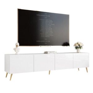 Idohome TV skříňka ANGEL 200 cm na nožkách s osvětlením BÍLÝ VYSOKÝ LESK obraz