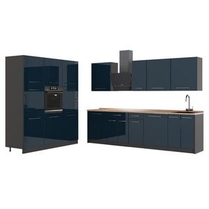 Vicco KUCHYŇSKÝ KOUT Fame-Line, Tmavě modrá s vysokým leskem/Antracit, 460 cm, PD Dub obraz
