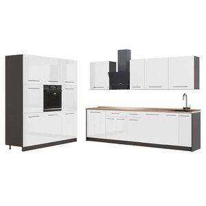 Vicco KUCHYŇSKÝ KOUT Fame-Line, Bílá vysoký lesk/Antracit, 460 cm, PD Dub obraz