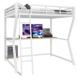 FLIEKS VYVÝŠENÁ POSTEL 140x200cm LED PC Stůl USB Bílá obraz