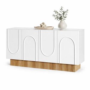 STILVORA KUCHYŇSKÁ SKŘÍŇ bílá, 4 dvířka, velký úložný prostor, design ve tvaru U, do obýváku a jídelny, 160×38×75 cm obraz