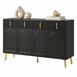 STILVORA KUCHYŇSKÁ SKŘÍŇ černá, dvířka, zásuvky, do obývacího pokoje a ložnice, 140×38×82 cm obraz