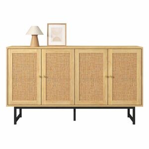 STILVORA KUCHYŇSKÁ SKŘÍŇ přírodní, pravý ratanový výplet, 4 dvířka, do obývacího pokoje a jídelny, 140×39, 5×80 cm obraz